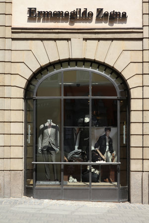 POZNAN, POLAND - JUNE 7: Ermenegildo Zegna store on June 7, 2011 in Poznan, Poland. The fashion company is currently one of the biggest global producers of fine fabrics (2.3 million metres per year).のeditorial素材
