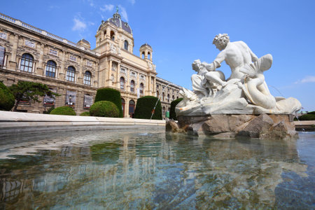 Vienna, Austria - fountain in front of Natural History Museum. The Old Town is a UNESCO World Heritage Site.のeditorial素材