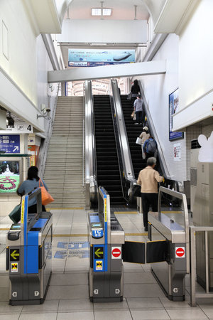 KOBE, JAPAN - APRIL 24: Kobe Sannomiya Hankyu station on April 24, 2012 in Kobe, Japan. The station was opened 1936 and is one of most important in Japan.のeditorial素材