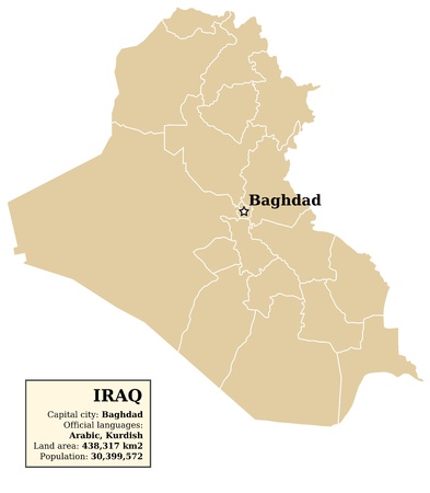 Iraq map with outlines of provinces (governorates)のイラスト素材