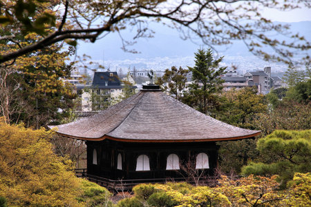 Kyoto, Japan - Silver Pavillion shariden at famous Ginkakuji (Ginkaku-ji) Temple. Buddhist zen temple of Rinzai school.のeditorial素材