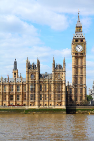 London, United Kingdom - Palace of Westminster (Houses of Parliament) with Big Ben clock tower.のeditorial素材