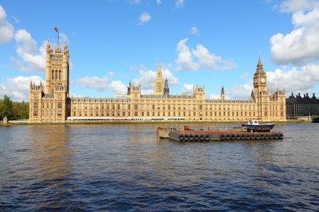 London, United Kingdom - Palace of Westminster (Houses of Parliament) with Big Ben clock towerのeditorial素材
