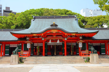Kobe, Japan - city in the region of Kansai in Hyogo prefecture. Famous Ikuta Shrine.のeditorial素材
