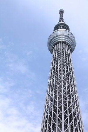 TOKYO - APRIL 13: Skytree Tower on April 13, 2012 in Tokyo. It is the second tallest structure in the world, 634m tall. It was opened in 2012. It has concrete seismic proofing (earthquake resistant structure).のeditorial素材