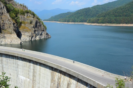 Vidraru Dam on Arges River in Transylvania, Romania. Hydroelectric power station.の写真素材