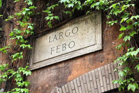Largo Febo - square name sign in Rome, Italy. Ponte district.のeditorial素材
