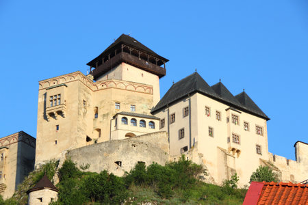 Trencin, city in Slovakia in Povazie region  Castle on a hill のeditorial素材