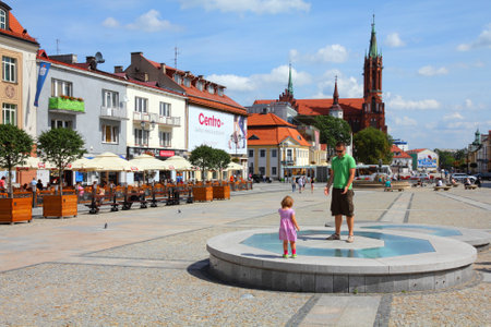 BIALYSTOK, POLAND - AUGUST 12: People visit the market square on August 12, 2011 in Bialystok, Poland. Bialystok is the largest city and cultural capital of Northeastern Poland.のeditorial素材