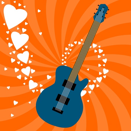 Music love theme - electric guitar background illustration. Rock band concept.のイラスト素材