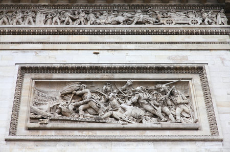 Paris, France - famous Triumphal Arch located at the end of Champs-Elysees street.のeditorial素材