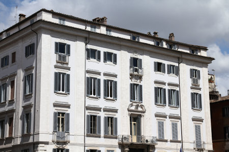 Apartment building view and Mediterranean architecture in Rome, Italyのeditorial素材