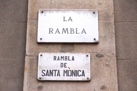 Barcelona street name - La Rambla de Santa Monicaの写真素材