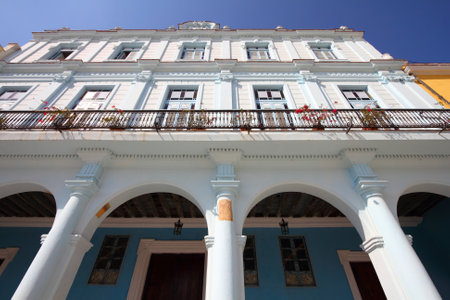 Havana, Cuba - city architecture. Renovated architecture at famous Plaza Vieja square.のeditorial素材