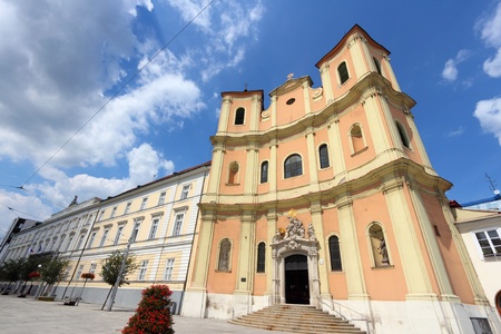 Bratislava, capital city of Slovakia. Trinity Church (also known as Trinitarian Church).の写真素材