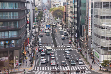 KYOTO, JAPAN - APRIL 18: Drivers move in heavy traffic on April 18, 2012 in Kyoto, Japan. With 589...