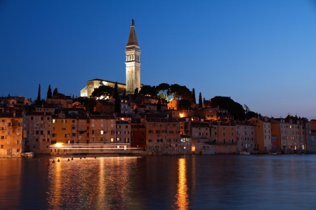 Croatia - Rovinj on Istria peninsula. Typical Croatian seaside town - evening view.の写真素材