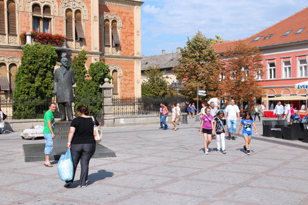 NOVI SAD, SERBIA - AUGUST 14: People visit Old Town on August 14, 2012 in Novi Sad, Serbia. In 2011 Serbia had more than 2 million tourist arrivals and Novi Sad is the 2nd most visited town.のeditorial素材