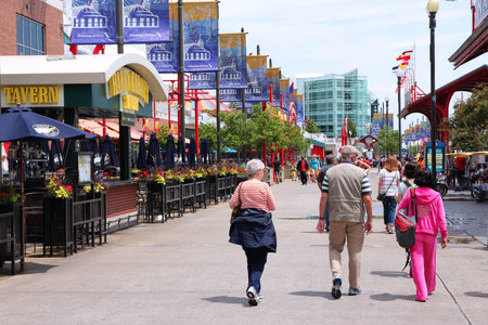 CHICAGO - JUNE 26: People visit famous Navy Pier on June 26, 2013 in Chicago. The 3,300-foot pier built in 1916 is one of most recognized Chicago landmarks.のeditorial素材