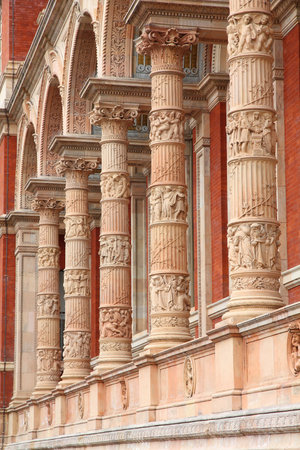 London, United Kingdom - architecture features of Victoria and Albert Museum exterior ornamentsのeditorial素材