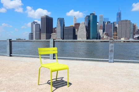 New York City, United States - Manhattan skyline from Brooklynの写真素材