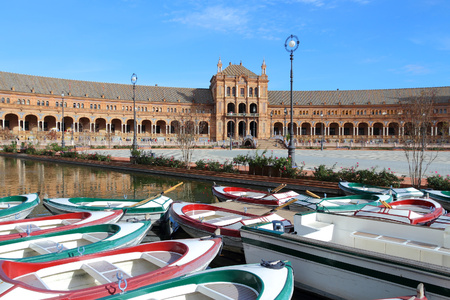 Seville, Spain - famous Plaza de Espana. Old landmark.の写真素材