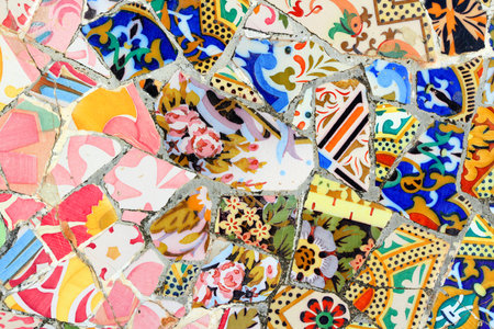BARCELONA, SPAIN - NOVEMBER 6: Ceramic art in Park Guell on November 6, 2012 in Barcelona, Spain. It...