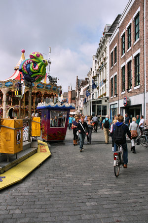 DEN BOSCH, NETHERLANDS - AUGUST 29: People visit old town on August 29, 2008 in Den Bosch, Netherlands. Den Bosch is the capital city of North Brabant inhabited by 142 thousand people.のeditorial素材
