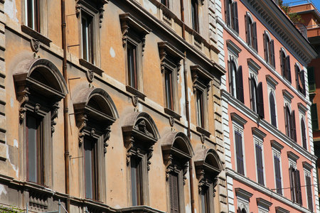 Street view of Mediterranean architecture in Rome, Italyのeditorial素材