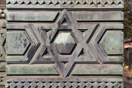 Star of David - Jewish symbol on an old Hebrew grave in Milan, Italy.