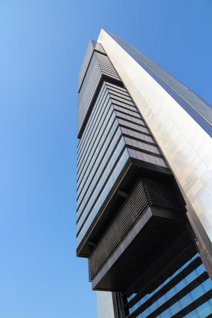 MADRID, SPAIN - OCTOBER 23, 2012: Torre Caja Madrid building in Madrid. Torre Caja Madrid is the tallest building in Spain (as of 2013), it is 250m tall.のeditorial素材