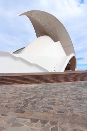 SANTA CRUZ, SPAIN - OCTOBER 27, 2012: Auditorio de Tenerife building in Santa Cruz de Tenerife. The arts complex was designed by famous Santiago Calatrava and completed in 2003.のeditorial素材