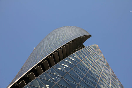 NAGOYA, JAPAN - APRIL 28, 2012: Mode Gakuen Spiral Towers building in Nagoya, Japan. The building was finished in 2008, is 170m tall and is among most recognized skyscrapers in Japan.のeditorial素材
