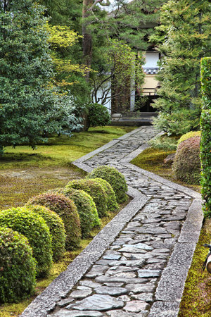 Kyoto, Japan - zen garden at famous Daitokuji (Daitoku-ji) Temple. Buddhist zen temple of Rinzai school.のeditorial素材