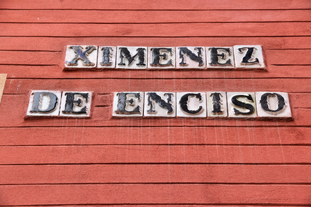 Seville, Spain - decorative street name sign. Ximenez de Enciso Street.の写真素材