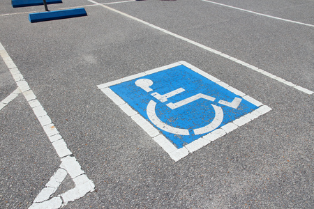 Handicapped parking spot - transportation infrastructure road markings.の写真素材
