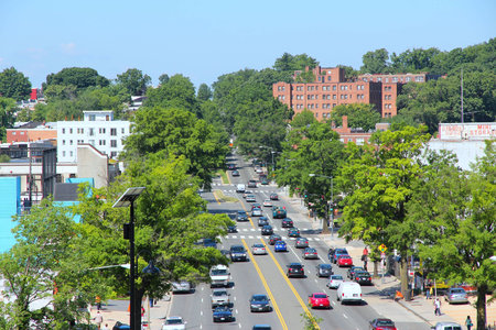 WASHINGTON, USA - JUNE 15, 2013: People drive in Eckington and Edgwood suburbs of Washington, DC. With 646,449 people Washington DC is the 23rd most populous US city.のeditorial素材