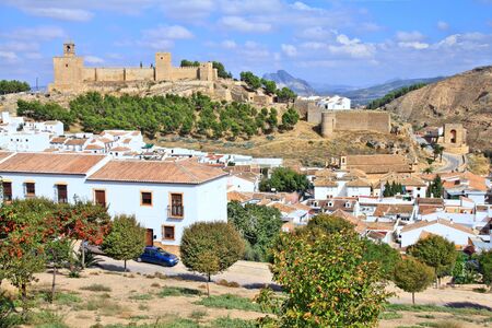Antequera in Andalusia region of Spain. Townscape view with Alcazaba fortress.