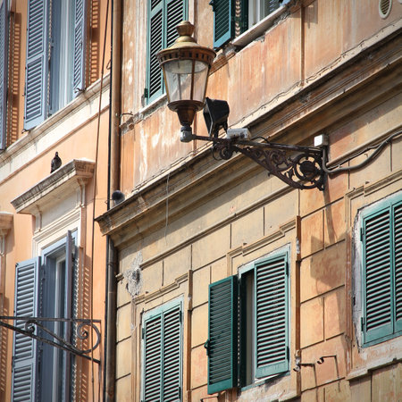Street view and Mediterranean architecture in Rome, Italy. Square composition.のeditorial素材