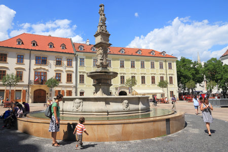 BRATISLAVA, SLOVAKIA - AUGUST 9, 2012: People visit Old Town in Bratislava, Slovakia. Bratislava is the most populous (462,000) and most visited city in Slovakia.のeditorial素材