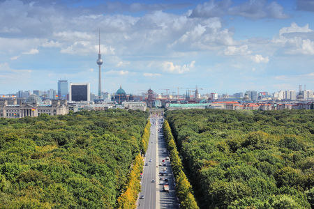 Berlin, Germany. Capital city architecture aerial view with Tiergarten park and the TV tower.の写真素材