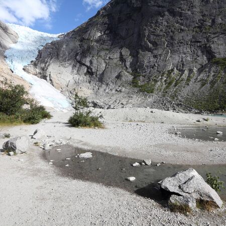 Briksdalsbreen glacier - Norway, Jostedalsbreen National Park. Square composition.の写真素材
