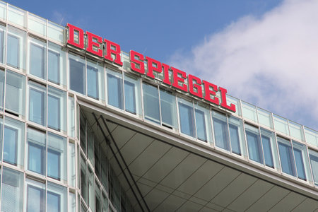 HAMBURG, GERMANY - AUGUST 29, 2014: Exterior of modern architecture of Der Spiegel magazine office in Hamburg. It is one of largest news magazines in Europe with circulation of 1 million per week.のeditorial素材