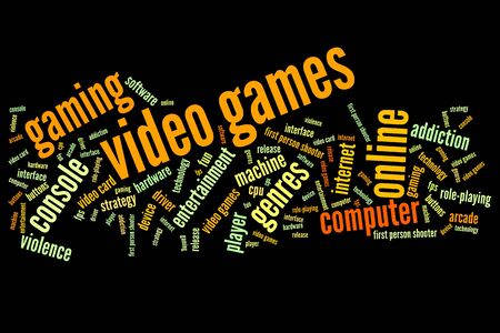 Video games concepts word cloud illustration. Word collage concept.