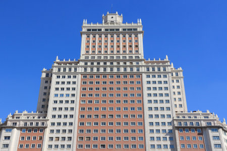 MADRID, SPAIN - OCTOBER 23, 2012: Edificio Espana facade view in Madrid. Edificio Espana is 117m tall and was once the tallest building in Spain.のeditorial素材