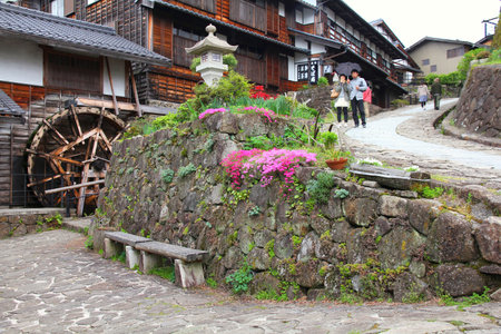 MAGOME, JAPAN - MAY 2, 2012: People visit old town of Magome. Magome-juku was a historic post town...
