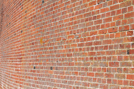 Red aged brick wall texture - Malbork castle, Poland.のeditorial素材