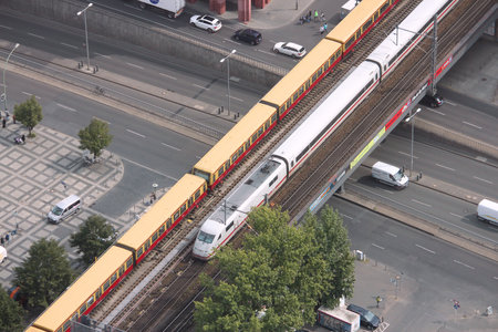 BERLIN, GERMANY - AUGUST 26, 2014: People ride Intercity train in Berlin. In 2009 ICE Express trains...