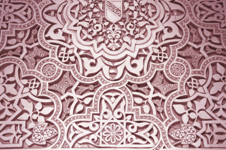 Alhambra castle, Nasrid palace detail. Granada in Andalusia region of Spain.のeditorial素材
