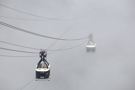 RIO DE JANEIRO, BRAZIL - OCTOBER 18, 2014: People ride Sugarloaf Mountain cable car in Rio de Janeiro. The cable car works since 1912.のeditorial素材